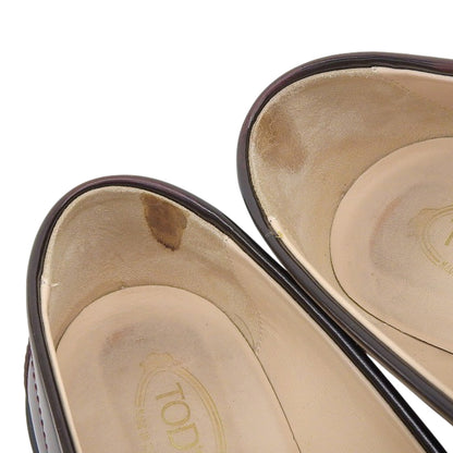 TOD'S トッズ ダブルT金具 フリンジデザイン モカシンローファー シューズ レディース ブラウン×ゴールド 36 シューズ
