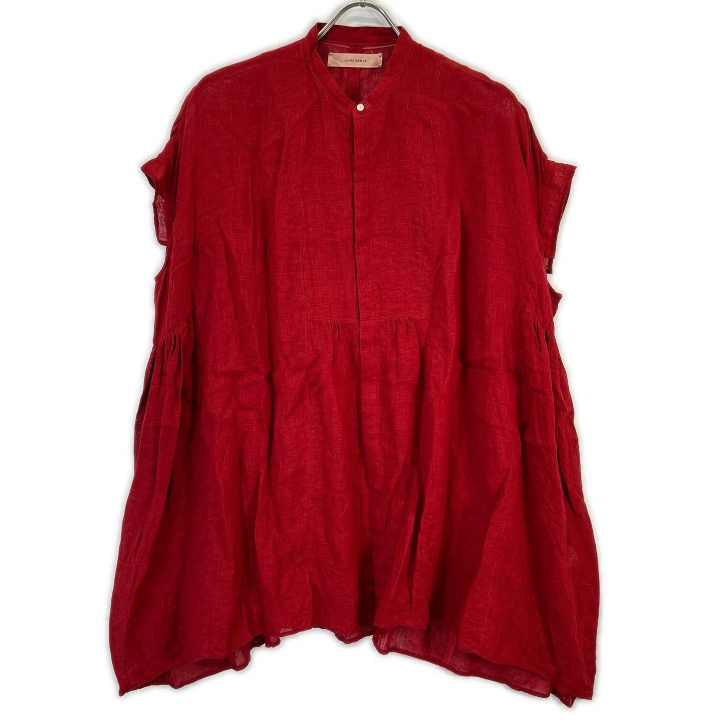 suzuki takayuki スズキタカユキ S231-14 レッド リネン band-sleeve tunic バンドスリーブチュニック ワンピース