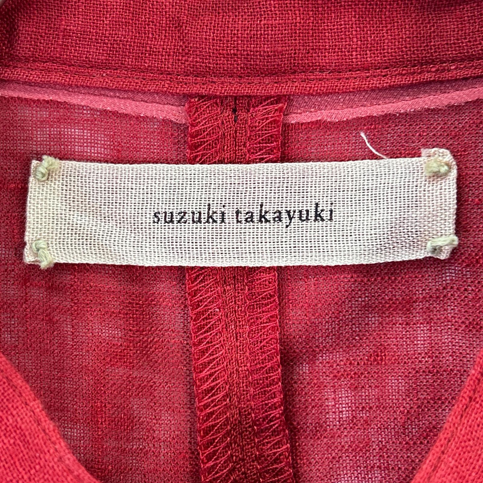 suzuki takayuki スズキタカユキ S231-14 レッド リネン band-sleeve tunic バンドスリーブチュニック ワンピース
