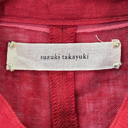 suzuki takayuki スズキタカユキ S231-14 レッド リネン band-sleeve tunic バンドスリーブチュニック ワンピース