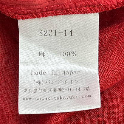 suzuki takayuki スズキタカユキ S231-14 レッド リネン band-sleeve tunic バンドスリーブチュニック ワンピース