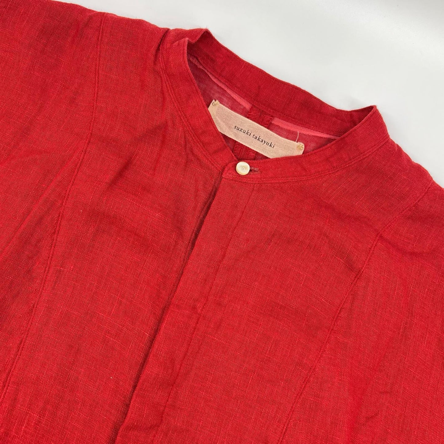 suzuki takayuki スズキタカユキ S231-14 レッド リネン band-sleeve tunic バンドスリーブチュニック ワンピース