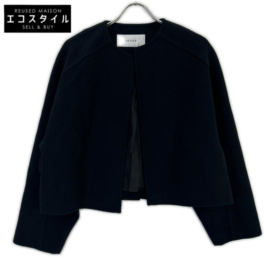 ADORE 531-1250021 Black Soft Melton Collarless Jacket