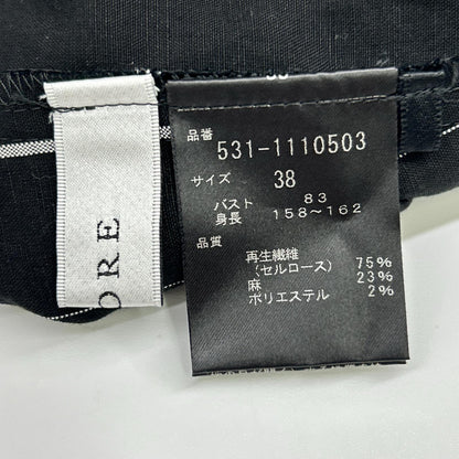 ADORE アドーア 531-1110503 ブラック リネン ユーカリストライプブラウス トップス