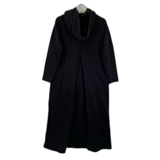 ADORE アドーア 531-9240023 Black cotton-nylon brushed-back fleece hooded dress dress