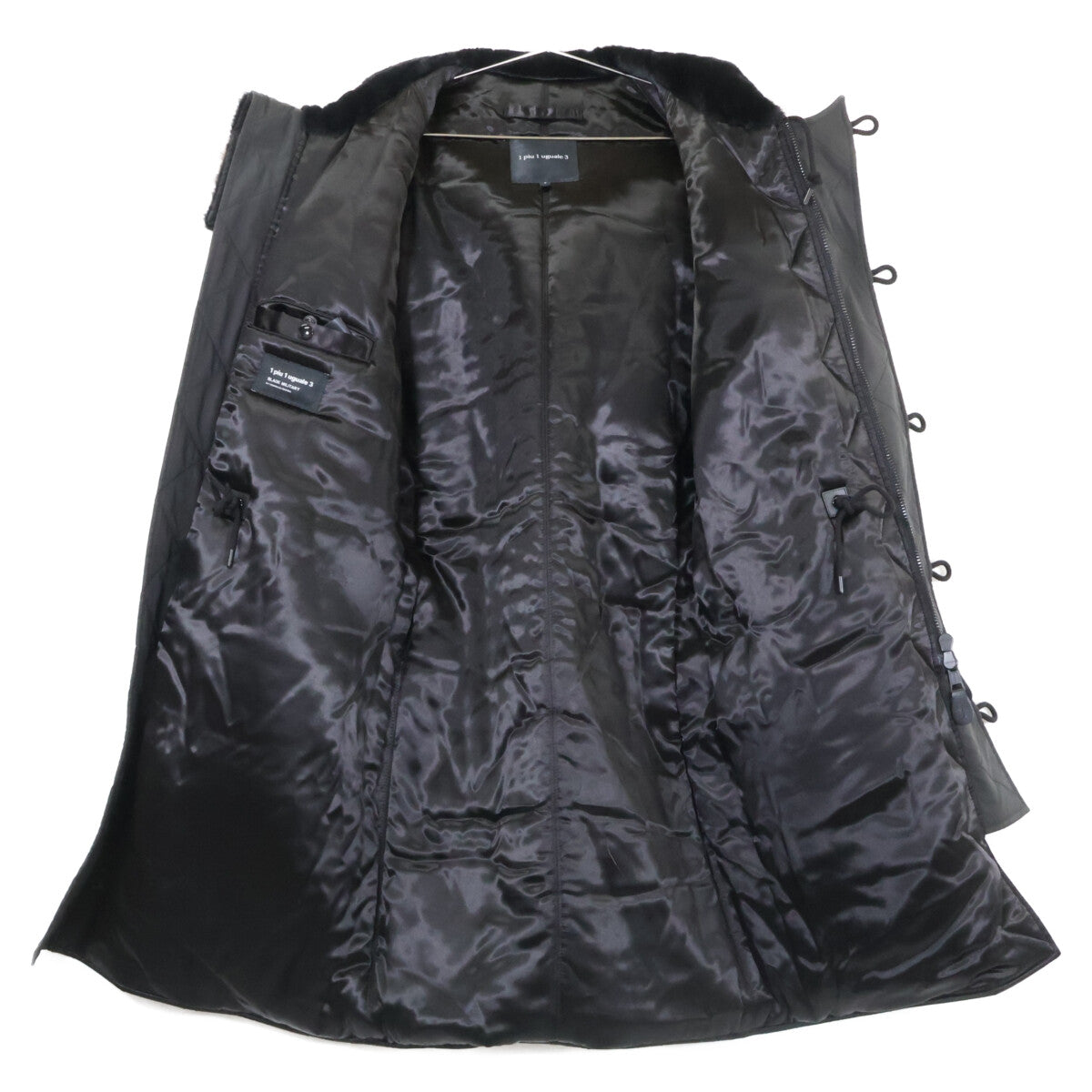 1piu1uguale3 ウノピゥウノウグァーレトレ ｘ干場義雅【美品】MRC117 BLACK MILITARY N-3B モッズ コート