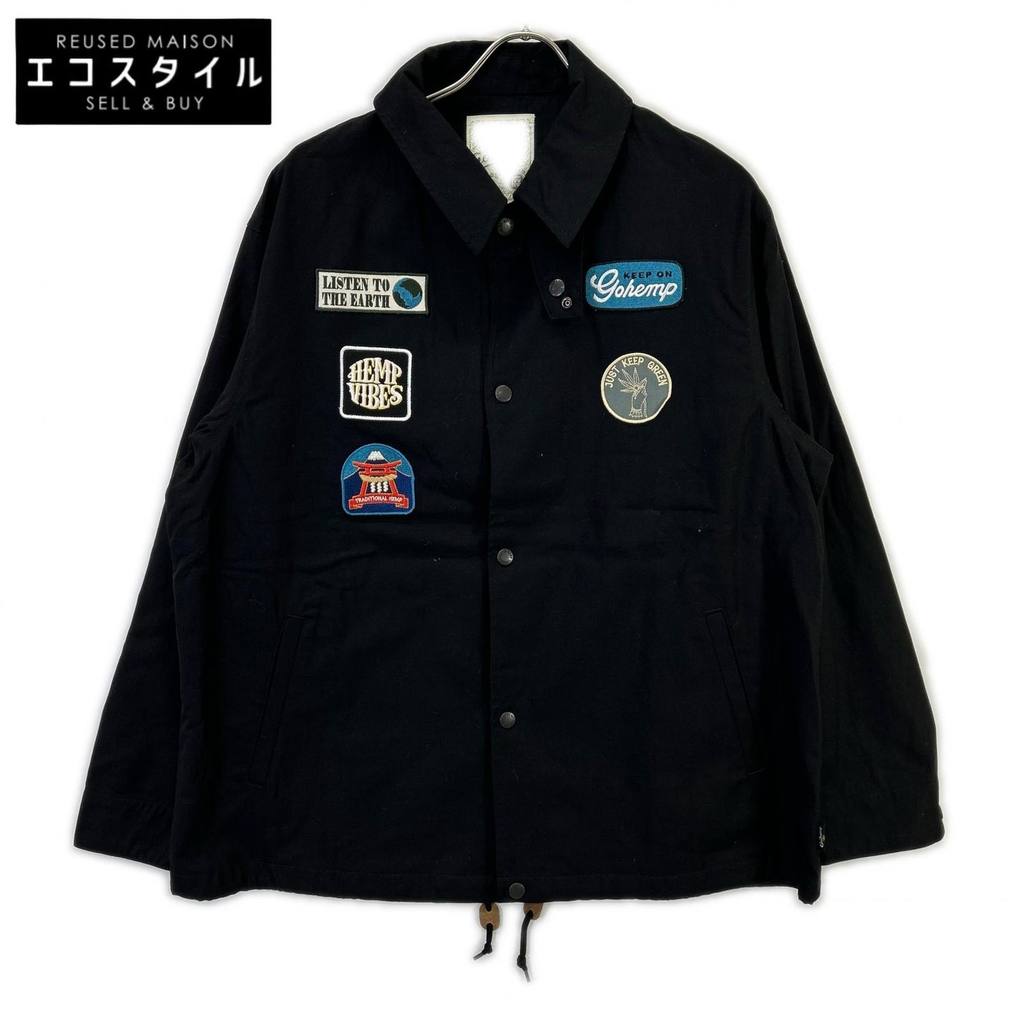 GO HEMP Go Hemp GHJ6169BSN black VALLEY JACKET coach jacket with patches jacket