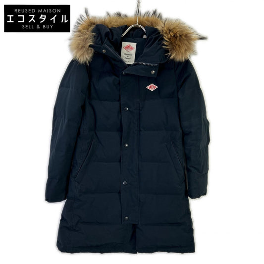 DANTON ダントン JD-8744 LAS ネイビー コットン混 ラクーンファー フーデッドキルトダウンコート ジャケット