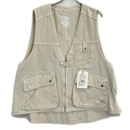 ANCELLM アンセルム 26SS ANC-JK82 白色 油漆泼溅 C/R DUCK UTILITY VEST 背心