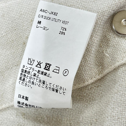 ANCELLM アンセルム 26SS ANC-JK82 ホワイト ペイント加工 C/R DUCK UTILITY VEST ベスト