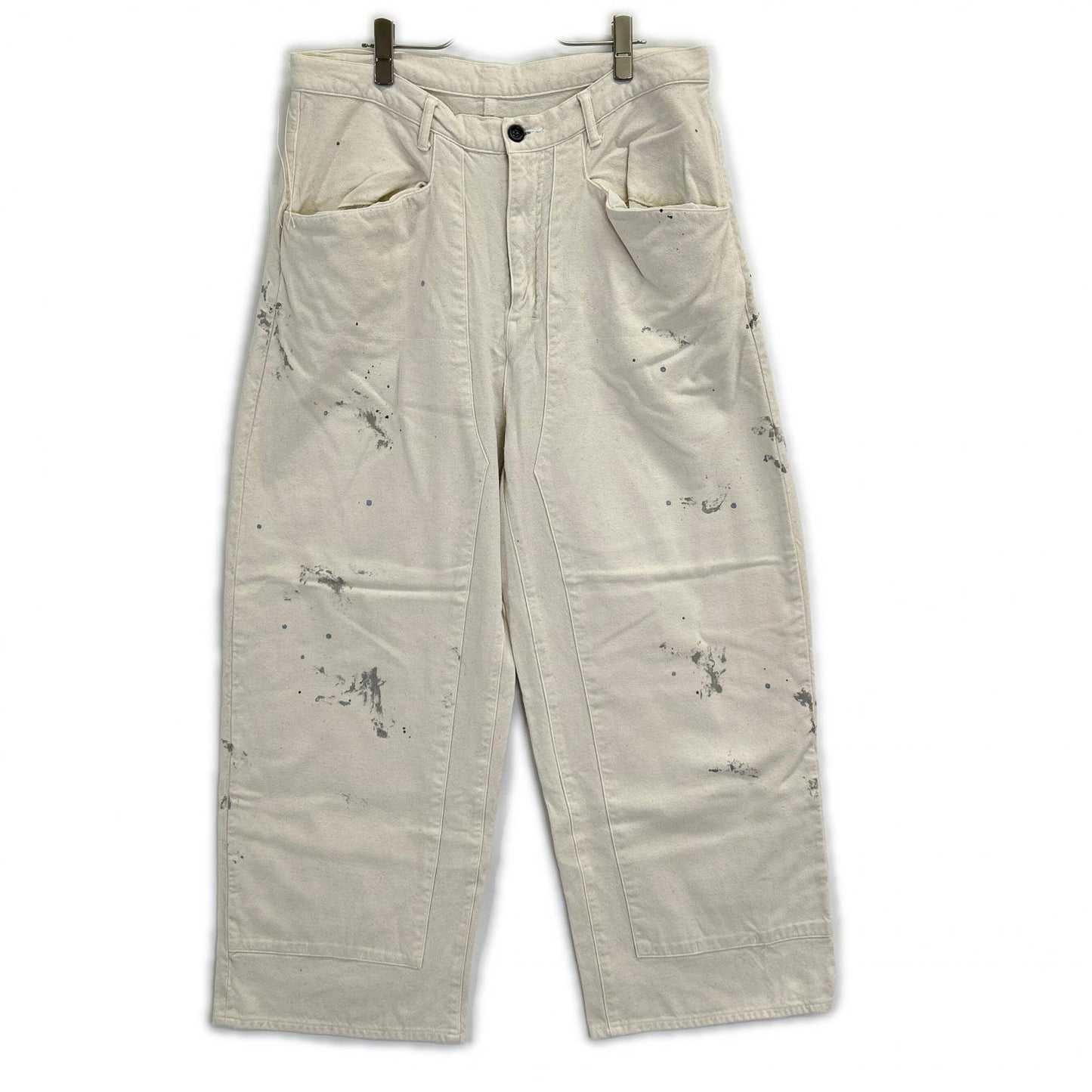 ANCELLM アンセルム 26SS ANC-PT112 ホワイト ペイント加工 C/R DUCK DOUBLEKNEE PANTS ボトムス