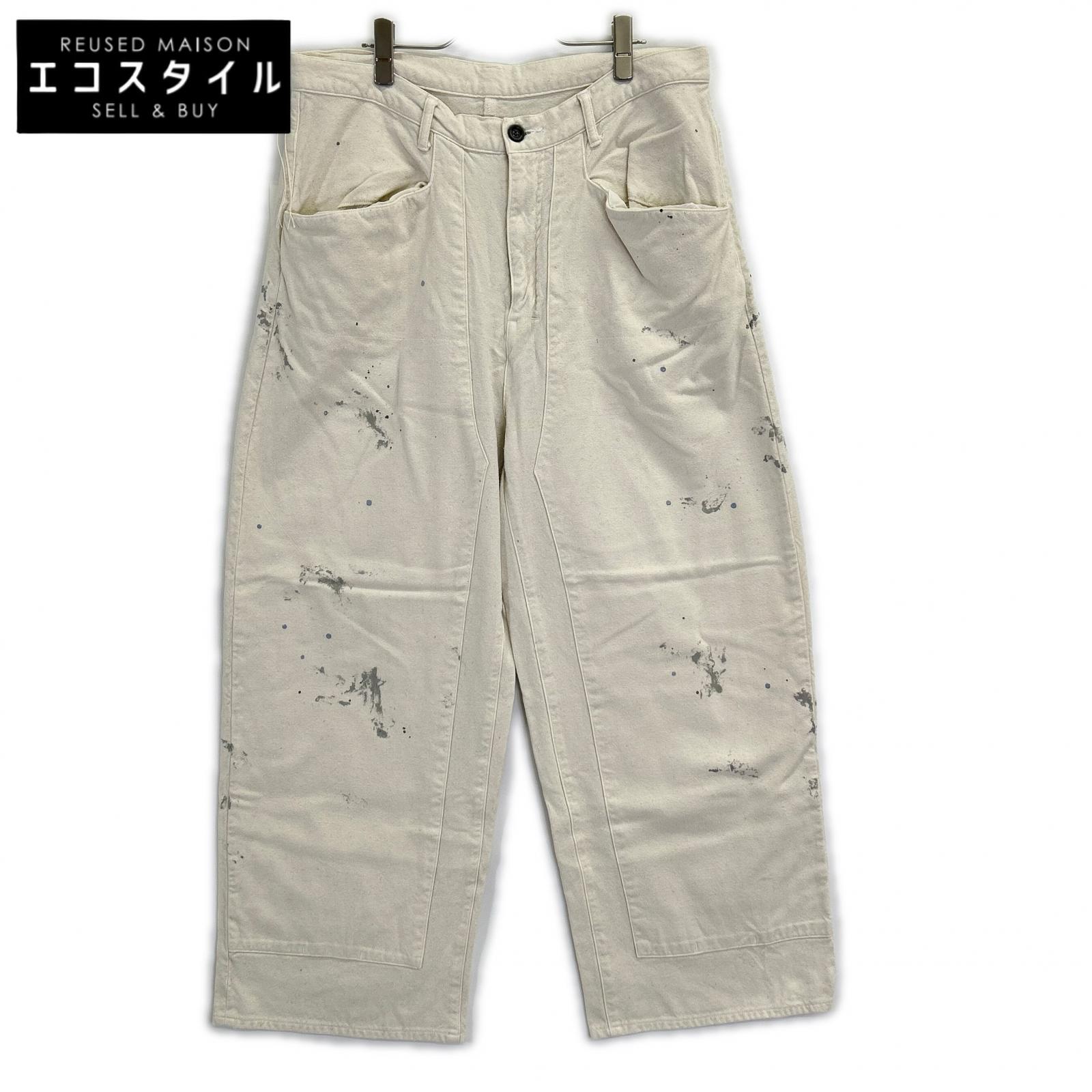 ANCELLM アンセルム 26SS ANC-PT112 ホワイト ペイント加工 C/R DUCK DOUBLEKNEE PANTS ボトムス