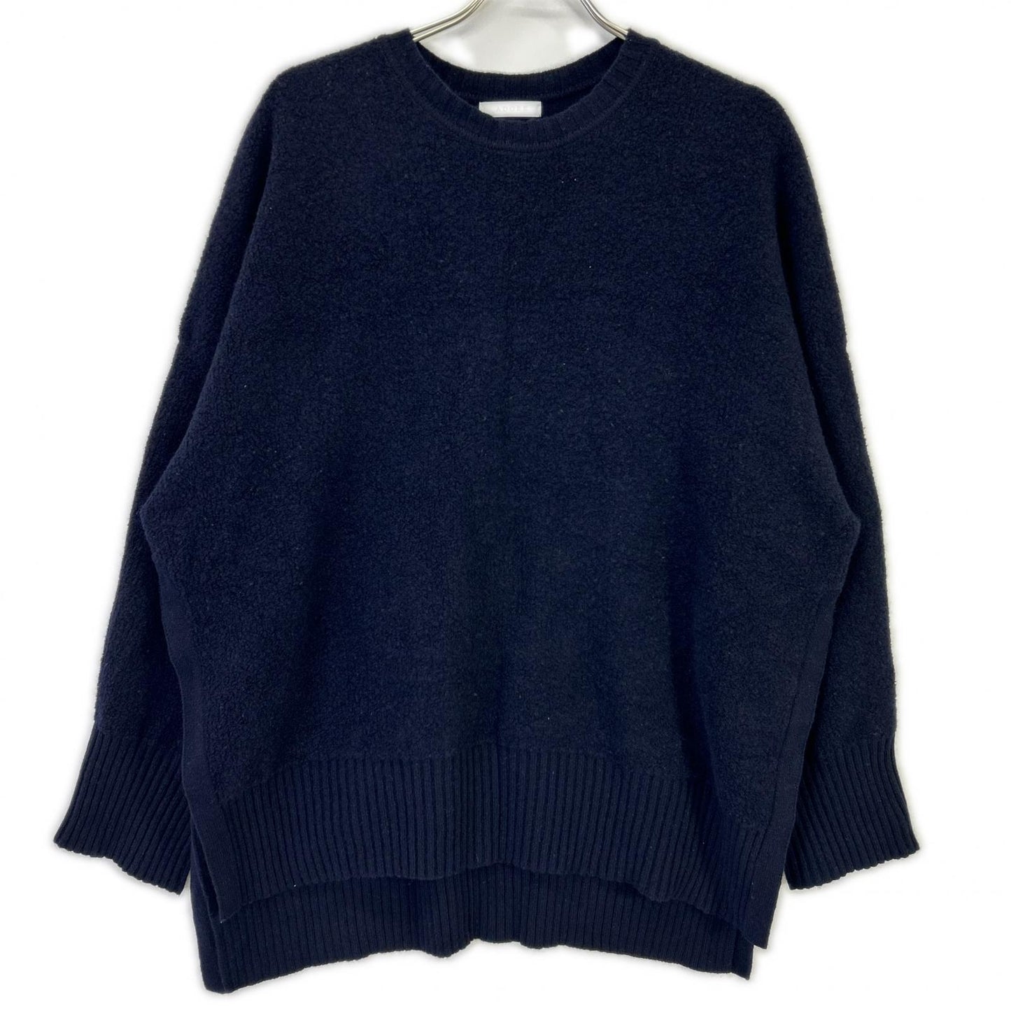 ADORE 阿多丽 24AW 531-4270004 海军蓝 羊毛 侧开衩毛圈针织套头衫 上衣