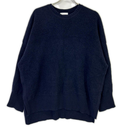 ADORE 阿多丽 24AW 531-4270004 海军蓝 羊毛 侧开衩毛圈针织套头衫 上衣