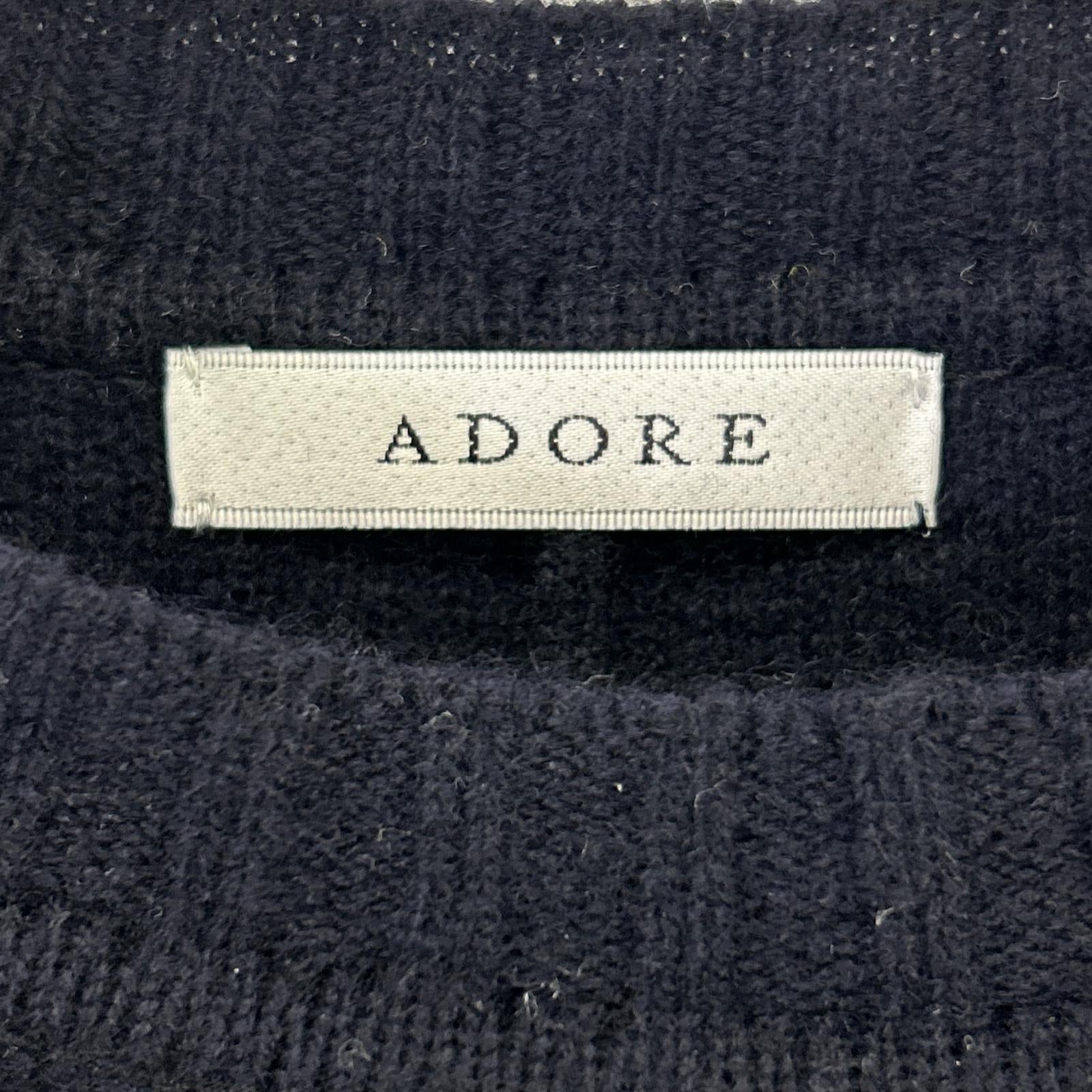 ADORE 阿多丽 24AW 531-4270004 海军蓝 羊毛 侧开衩毛圈针织套头衫 上衣