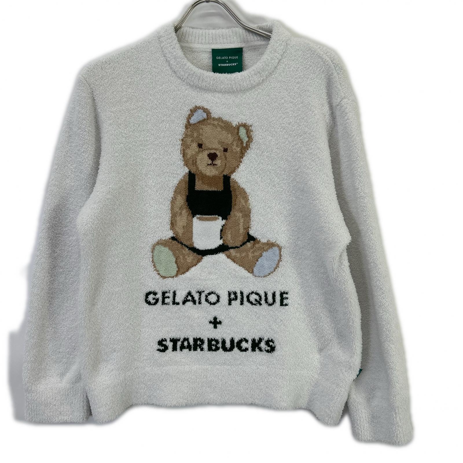 gelato pique x STARBUCKS PWNT254131 象牙白 柔软熊提花套头衫/家居服上衣