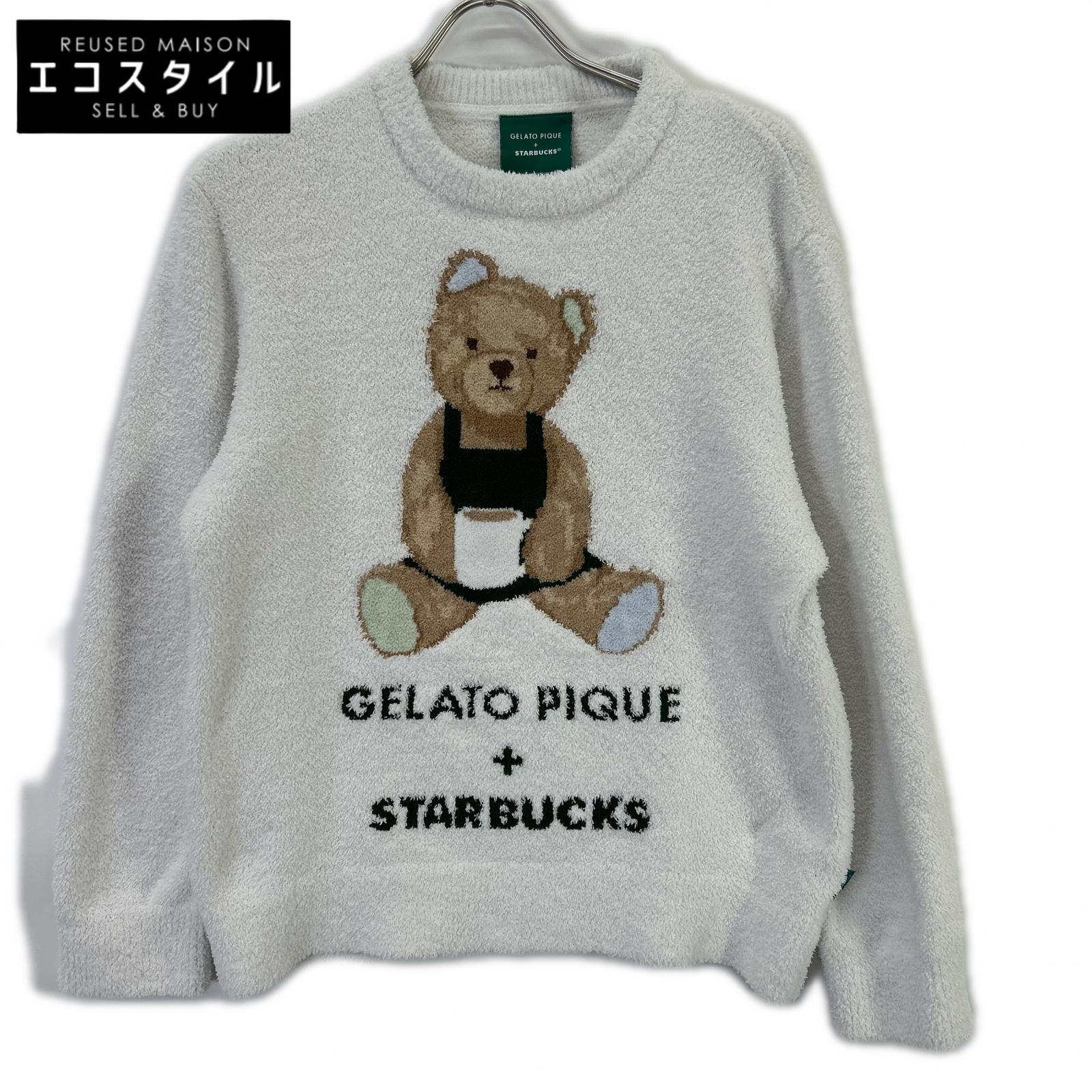 gelato pique x STARBUCKS PWNT254131 象牙白 柔软熊提花套头衫/家居服上衣