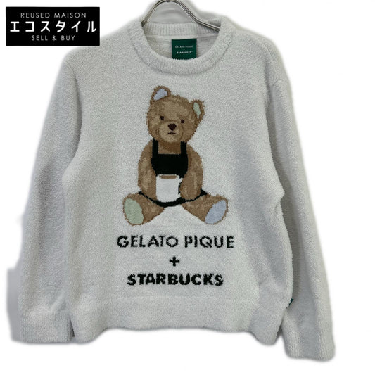 gelato pique x STARBUCKS PWNT254131 Off-white Powder Bear Jacquard Pullover/Loungewear Top