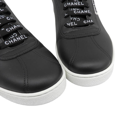 CHANEL シャネル 新品同様 ラバーロゴ ローカット スニーカー シューズ レディース カーフスキン ブラック/ホワイト 38 G34085 X51503 シューズ