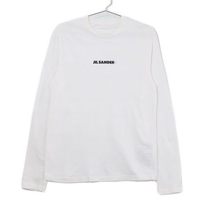 JIL SANDER+ ジルサンダープラス J40GC0117 ホワイト×ブラック コットン ロゴプリント ロングスリーブカットソー トップス