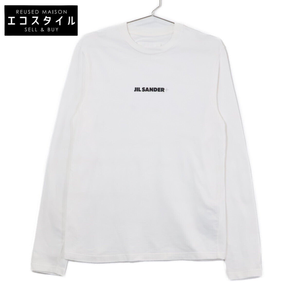 JIL SANDER+ ジルサンダープラス J40GC0117 ホワイト×ブラック コットン ロゴプリント ロングスリーブカットソー トップス
