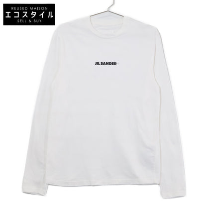 JIL SANDER+ ジルサンダープラス J40GC0117 ホワイト×ブラック コットン ロゴプリント ロングスリーブカットソー トップス