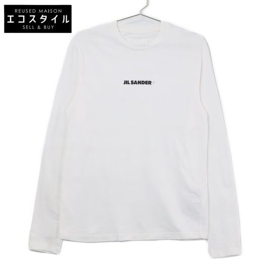 JIL SANDER+ ジルサンダープラス J40GC0117 ホワイト×ブラック コットン ロゴプリント ロングスリーブカットソー トップス