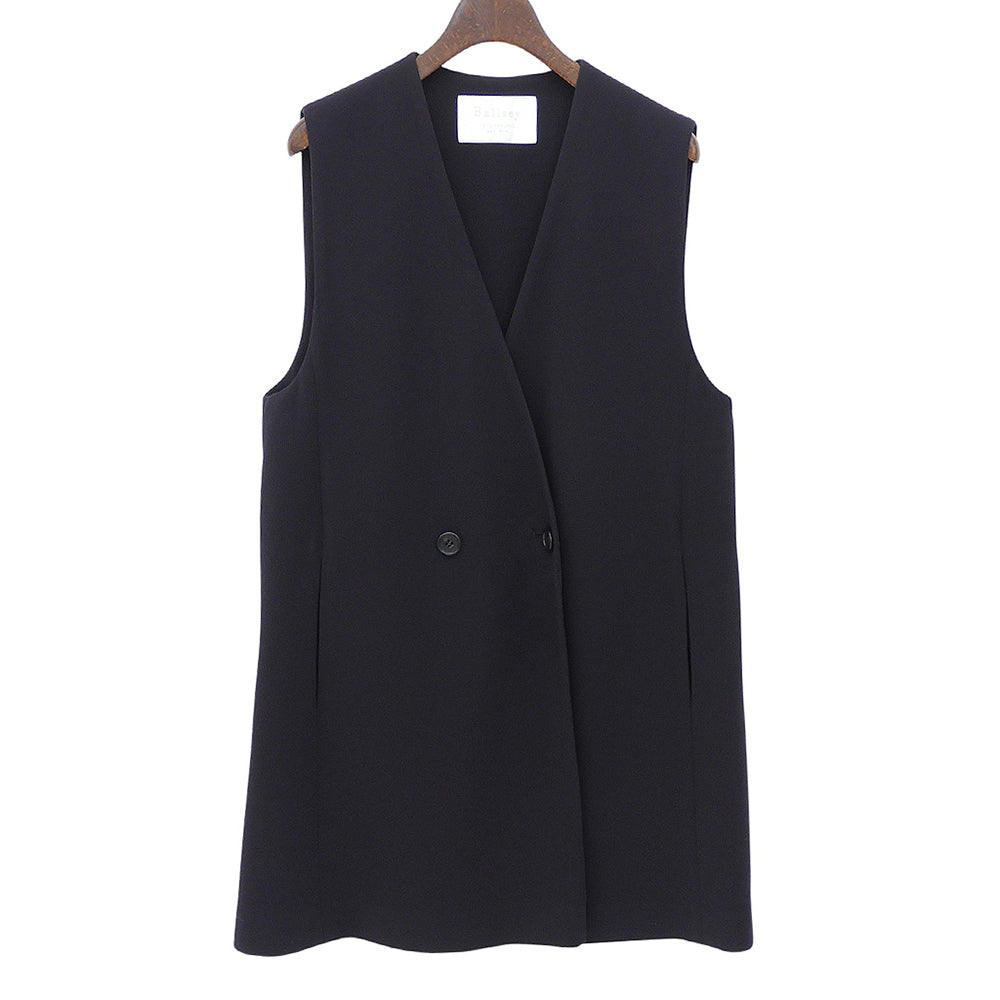 BALLSEY ボールジー 美品 トリアセテート混 ダブルブレスト ロングジレ ベスト レディース ネイビー 36 11-02-22-07133 ベスト
