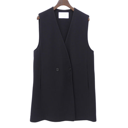 BALLSEY ボールジー 美品 トリアセテート混 ダブルブレスト ロングジレ ベスト レディース ネイビー 36 11-02-22-07133 ベスト