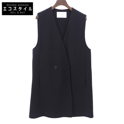 BALLSEY ボールジー 美品 トリアセテート混 ダブルブレスト ロングジレ ベスト レディース ネイビー 36 11-02-22-07133 ベスト