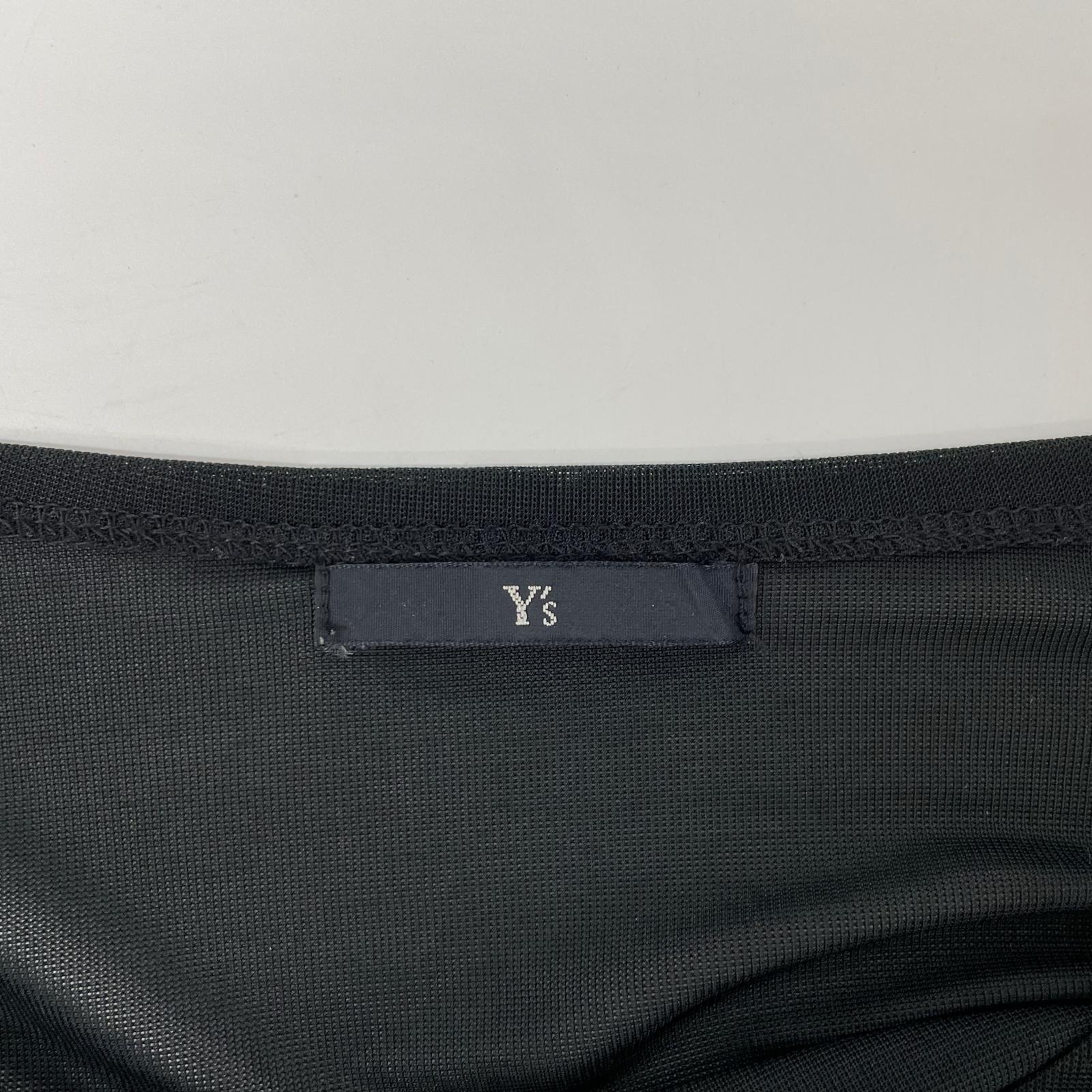 Y's ワイズ YL-T78-907 ブラック ポリエステル クルーネック シアーロングスリーブカットソー トップス