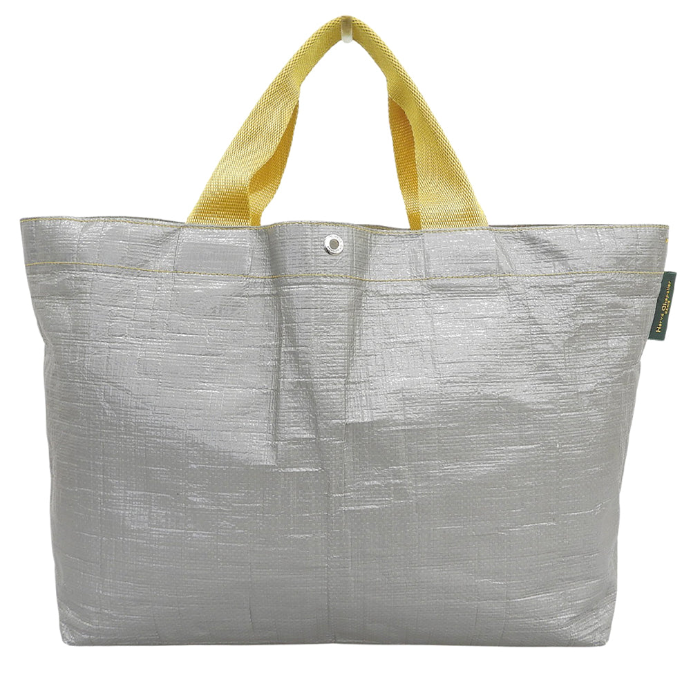 Herve Chapelier エルベシャプリエ 美品 ポリエチレン マルシェバッグM トートバッグ レディース グリ×ジョーヌ 2012PP 26SS トートバッグ