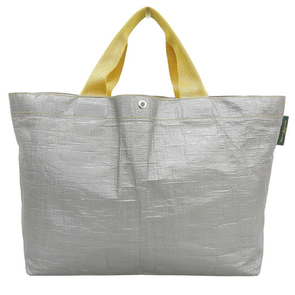 Herve Chapelier エルベシャプリエ 美品 ポリエチレン マルシェバッグM トートバッグ レディース グリ×ジョーヌ 2012PP 26SS トートバッグ