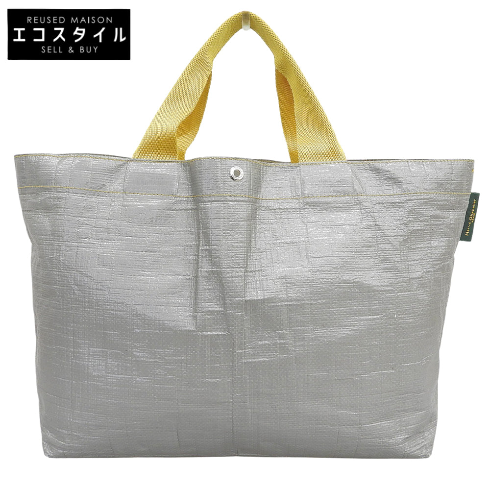 Herve Chapelier エルベシャプリエ 美品 ポリエチレン マルシェバッグM トートバッグ レディース グリ×ジョーヌ 2012PP 26SS トートバッグ