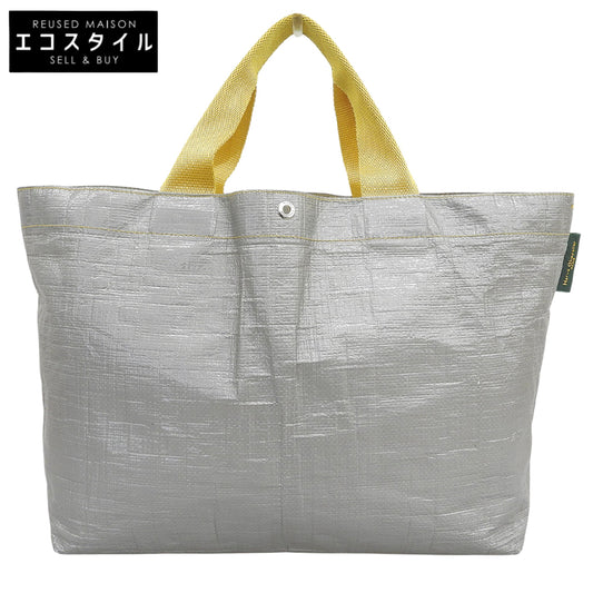 Herve Chapelier エルベシャプリエ 美品 ポリエチレン マルシェバッグM トートバッグ レディース グリ×ジョーヌ 2012PP 26SS トートバッグ
