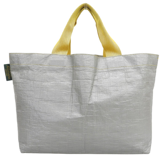 Herve Chapelier エルベシャプリエ 美品 ポリエチレン マルシェバッグM トートバッグ レディース グリ×ジョーヌ 2012PP 26SS トートバッグ