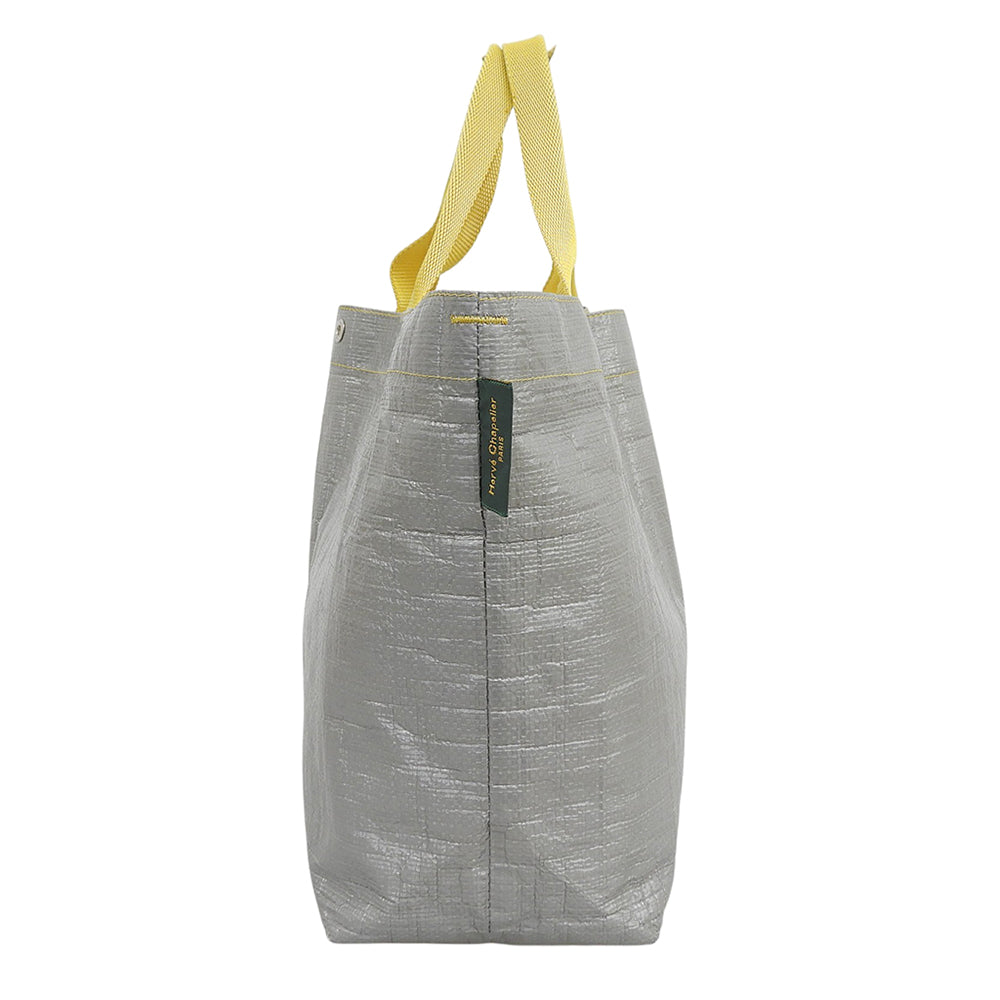 Herve Chapelier エルベシャプリエ 美品 ポリエチレン マルシェバッグM トートバッグ レディース グリ×ジョーヌ 2012PP 26SS トートバッグ