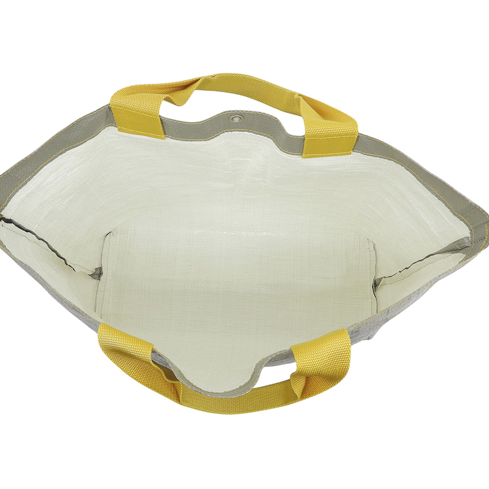 Herve Chapelier エルベシャプリエ 美品 ポリエチレン マルシェバッグM トートバッグ レディース グリ×ジョーヌ 2012PP 26SS トートバッグ