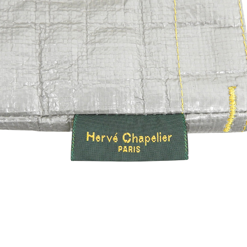 Herve Chapelier エルベシャプリエ 美品 ポリエチレン マルシェバッグM トートバッグ レディース グリ×ジョーヌ 2012PP 26SS トートバッグ