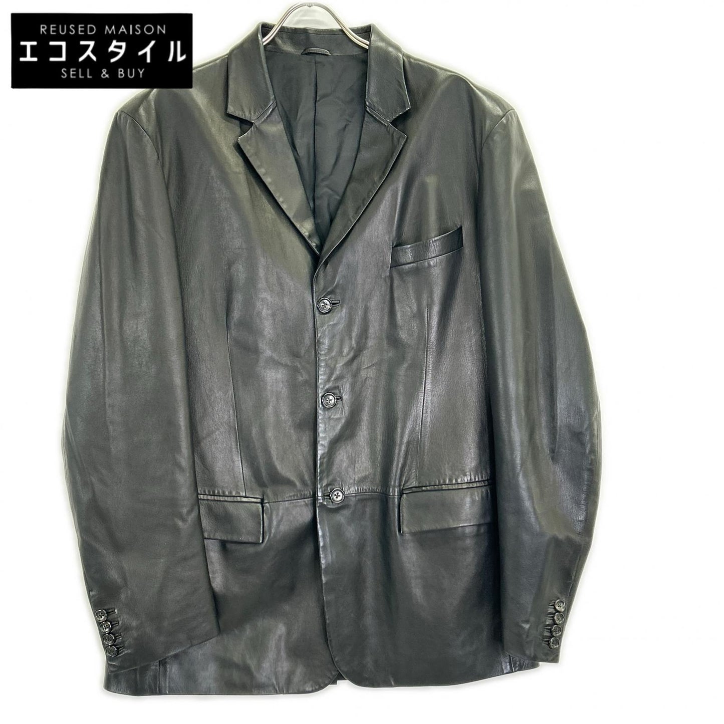 JILSANDER ジルサンダー ブラック レザー 3B テーラードジャケット ジャケット