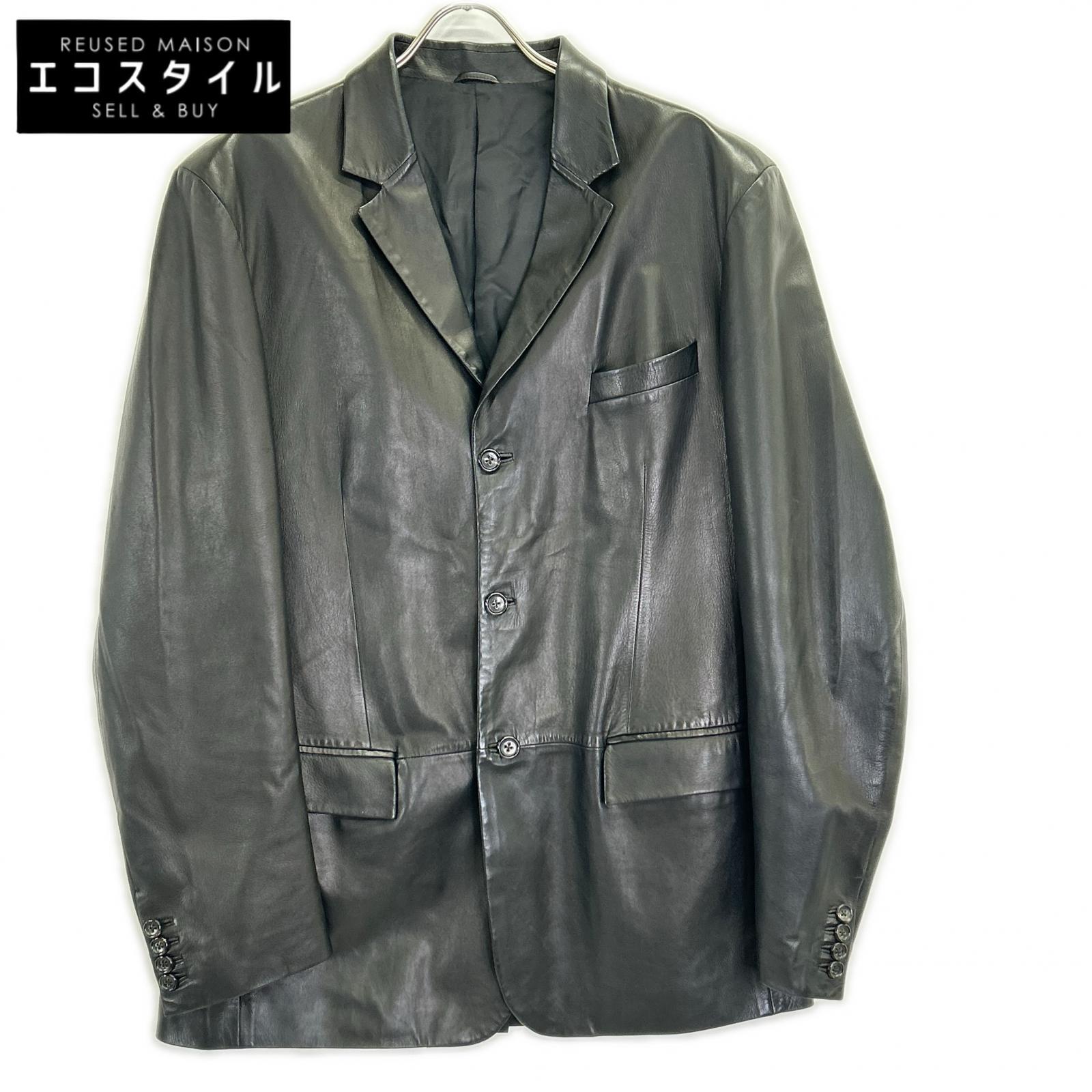 JILSANDER ジルサンダー ブラック レザー 3B テーラードジャケット ジャケット
