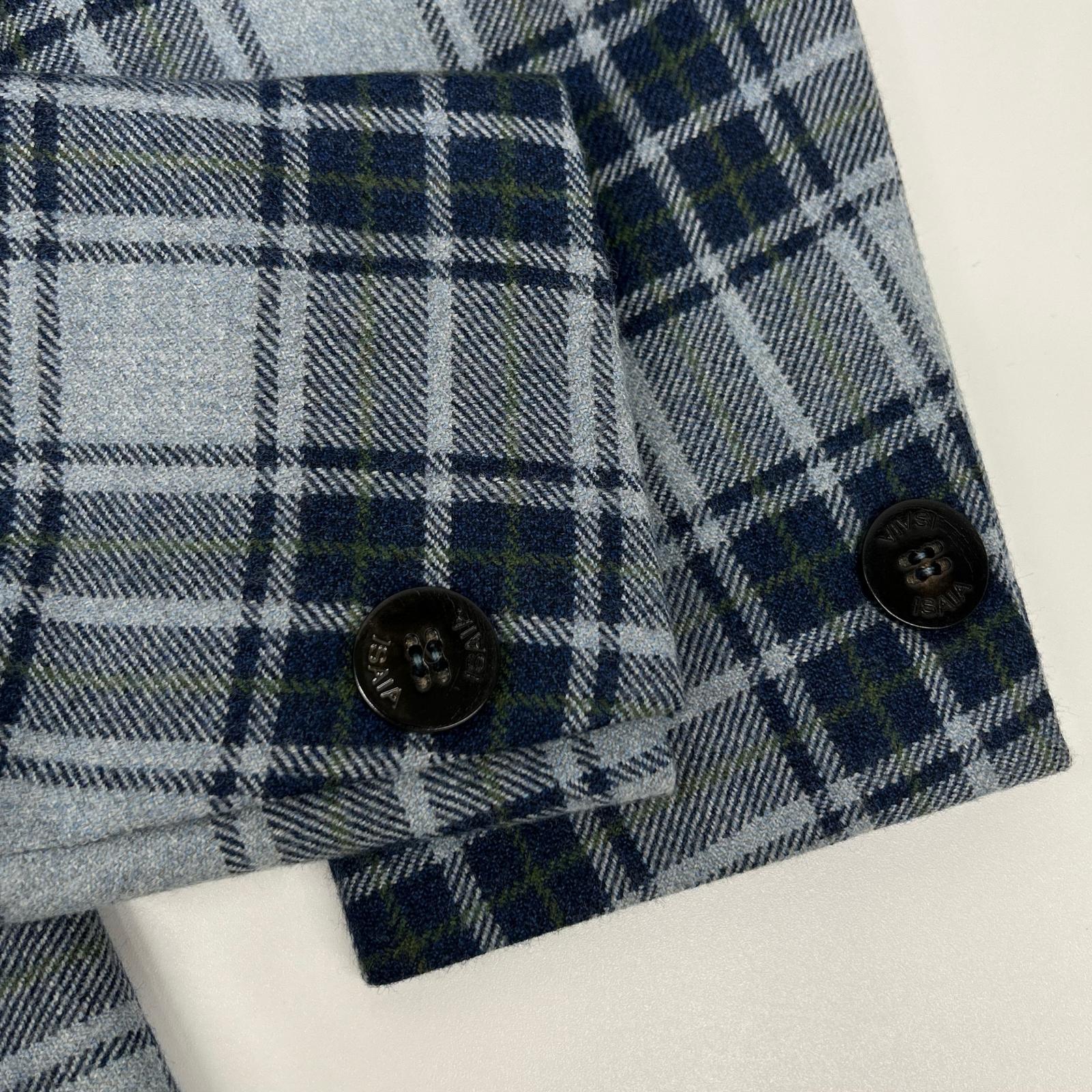 ISAIA 7165 Gray 100% wool SAILOR tartan-check 2-button single-breasted jacket