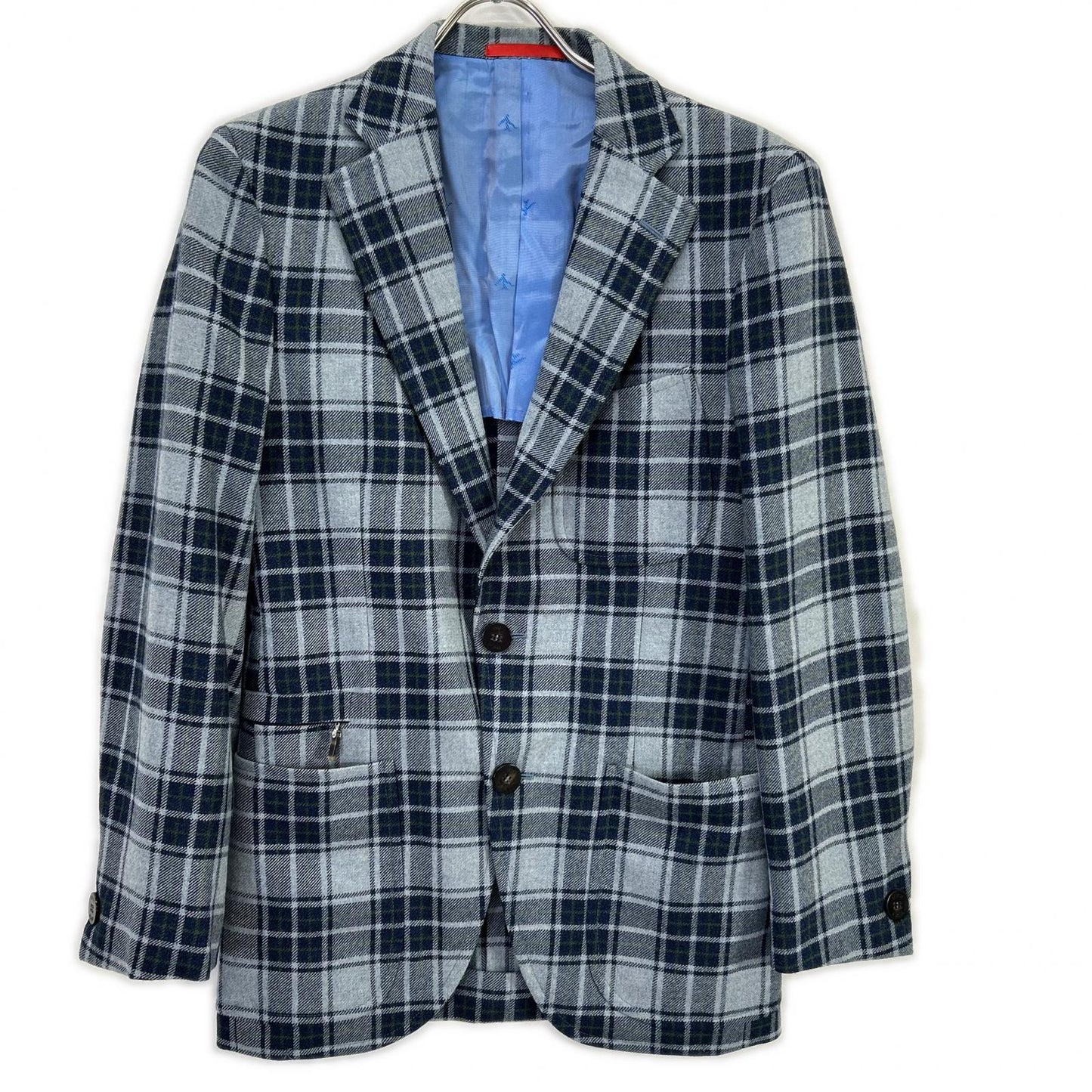 ISAIA 7165 Gray 100% wool SAILOR tartan-check 2-button single-breasted jacket