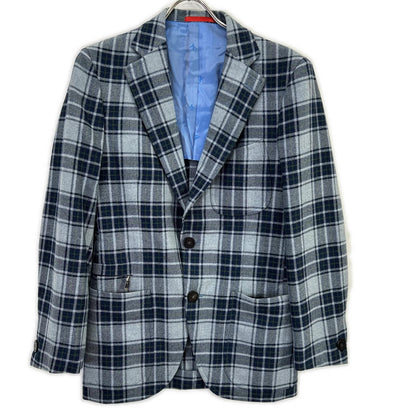 ISAIA 7165 Gray 100% wool SAILOR tartan-check 2-button single-breasted jacket