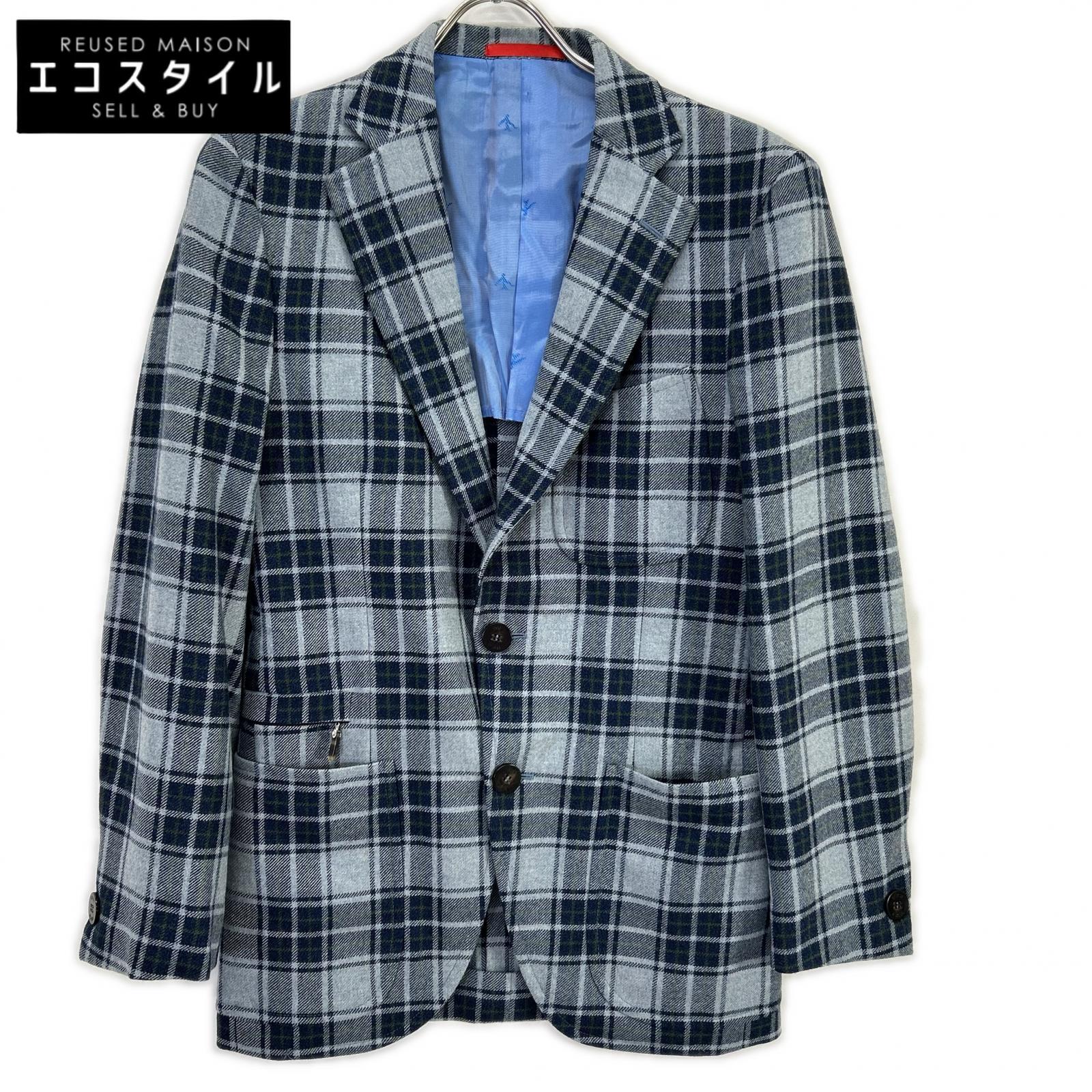 ISAIA 7165 Gray 100% wool SAILOR tartan-check 2-button single-breasted jacket
