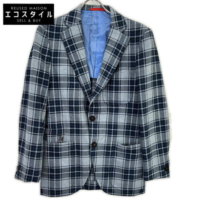 ISAIA 7165 Gray 100% wool SAILOR tartan-check 2-button single-breasted jacket
