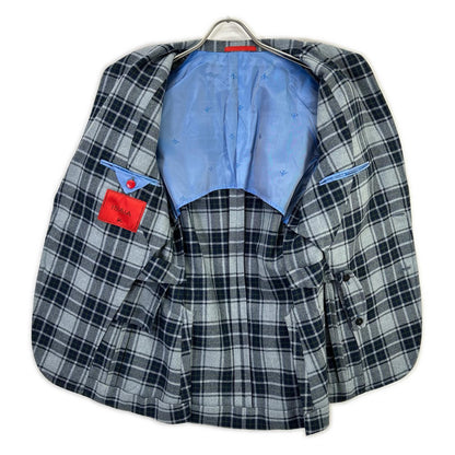 ISAIA 7165 Gray 100% wool SAILOR tartan-check 2-button single-breasted jacket