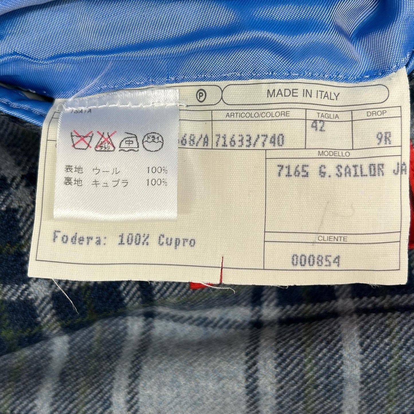 ISAIA 7165 Gray 100% wool SAILOR tartan-check 2-button single-breasted jacket