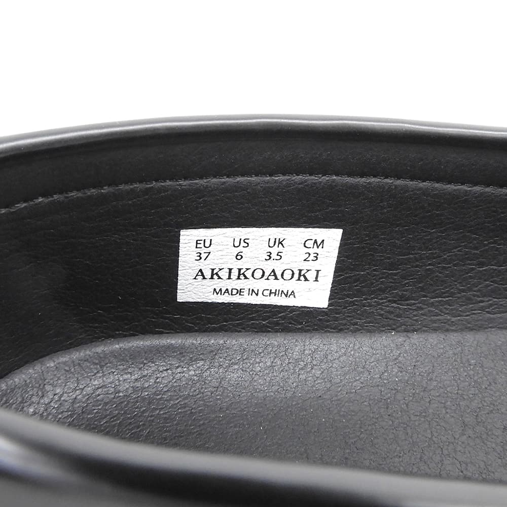 AKIKOAOKI アキコアオキ 美品 petit faux-leather 厚底ローファー シューズ レディース 黒 ブラック 23cm シューズ