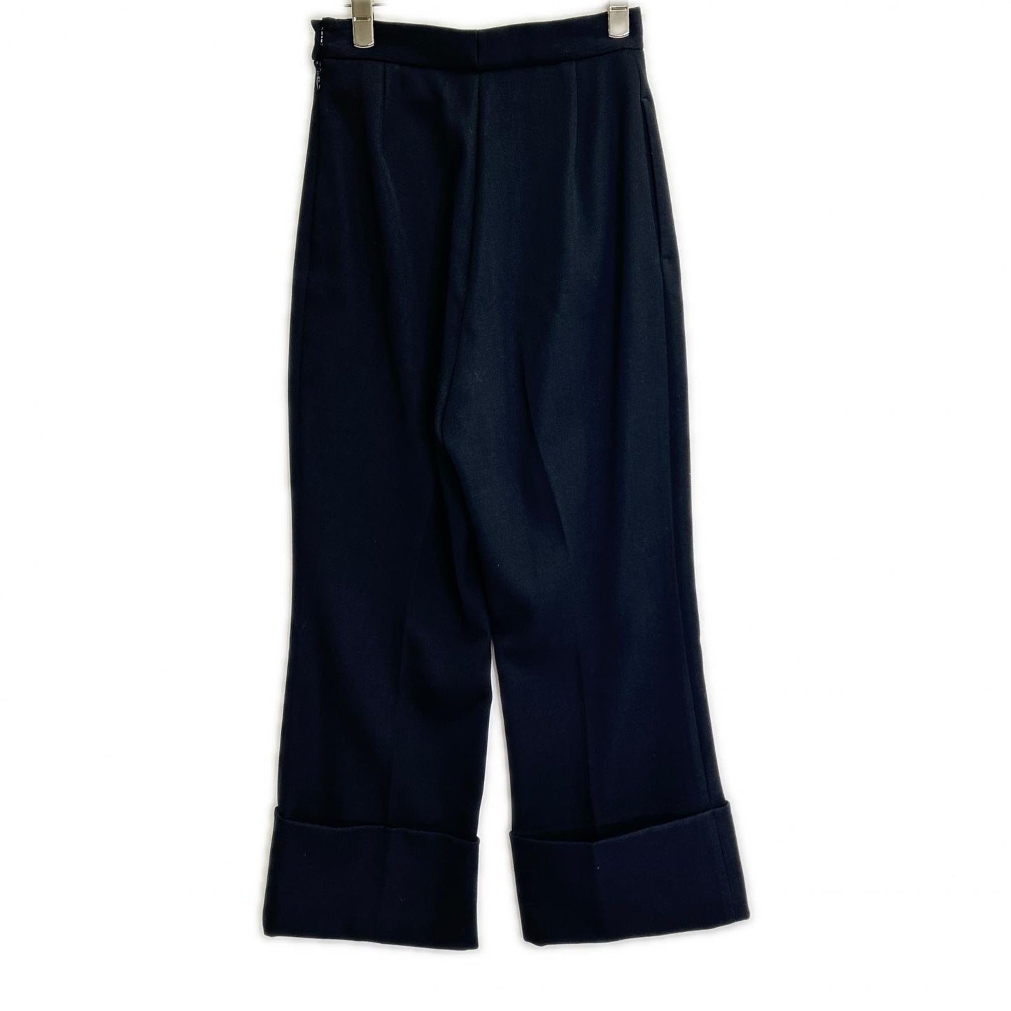 IIROT Black Virgin Wool Pleated Cropped Wide-Leg Pants